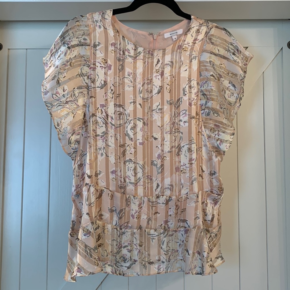 Pink floral blouse